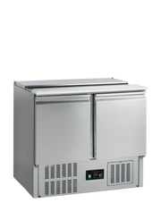 G Line GS92 Comptoir Pour Saladette GN1/1 Avec Tablettes Réglables Et Section Supérieure Vitrée