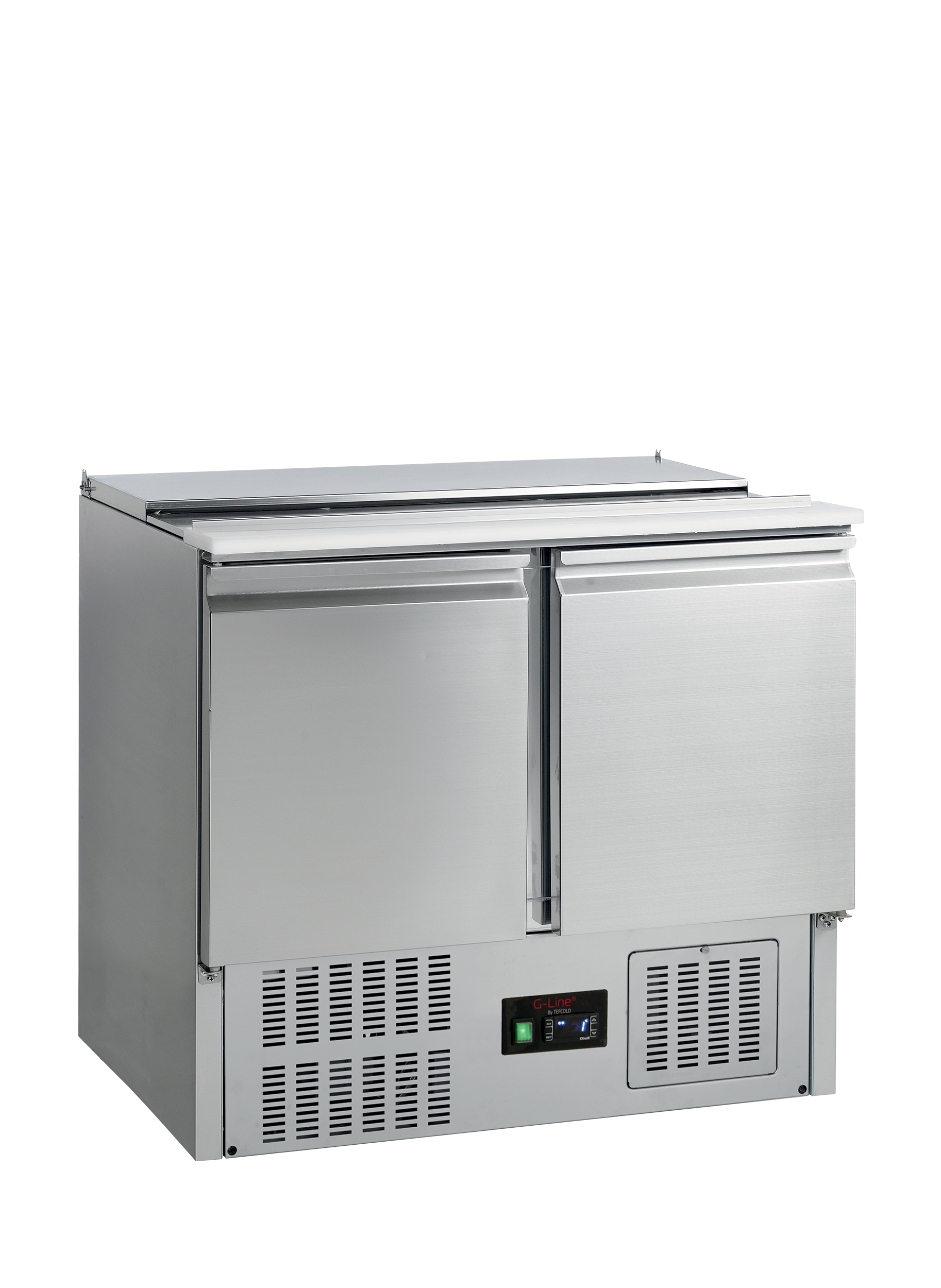 G Line GS92 Comptoir Pour Saladette GN1/1 Avec Tablettes Réglables Et Section Supérieure Vitrée