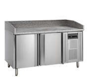 Table À Pizza Professionnelle PT1200 En Acier Inox SS304 Avec Plan Granit Froid 2 Portes