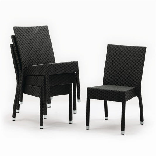 Chaises en rotin PE Bolero anthracite (Lot de 4) - EQUIPEMENT RESTAURATION 