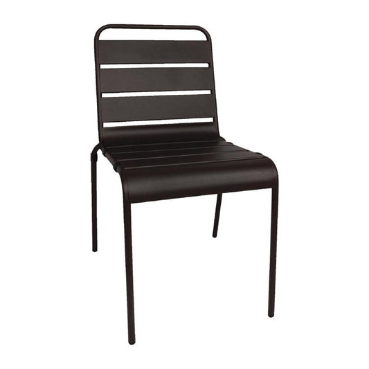 Chaise à lattes en acier Bolero noire lot de 4 - EQUIPEMENT RESTAURATION 