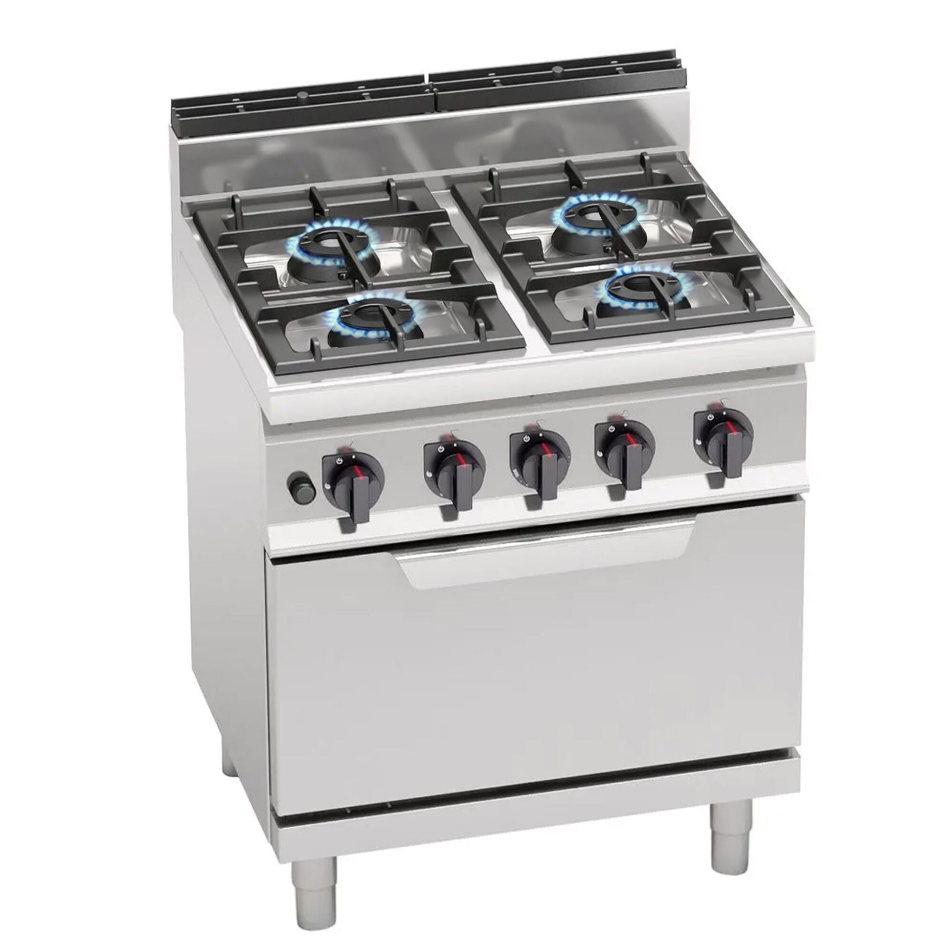 Cuisinière gaz sur placard - 6 feux - Inox - AT7G6B-F-2 - EQUIPEMENT RESTAURATION 