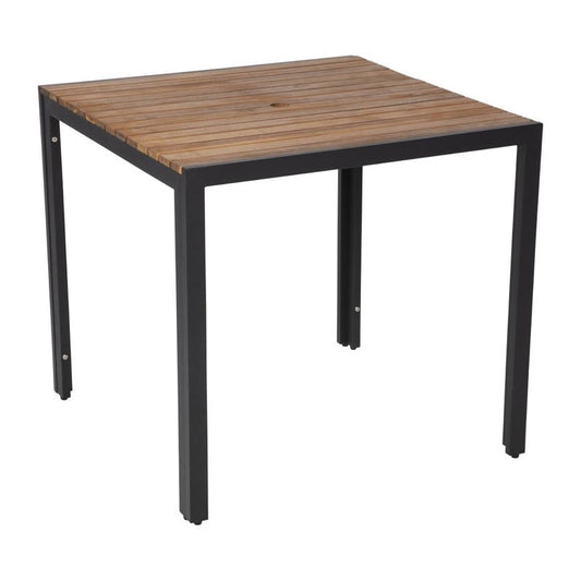 Table carrée en acier et acacia Bolero 80 cm - EQUIPEMENT RESTAURATION 