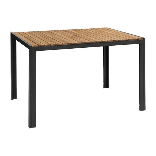 Table rectangulaire en acier et acacia Bolero 120 cm - EQUIPEMENT RESTAURATION 