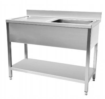Evier 1 cuve avec dosseret et étagère - égouttoir à gauche - 1200x700x850 - LG1VGS712 - EVIER