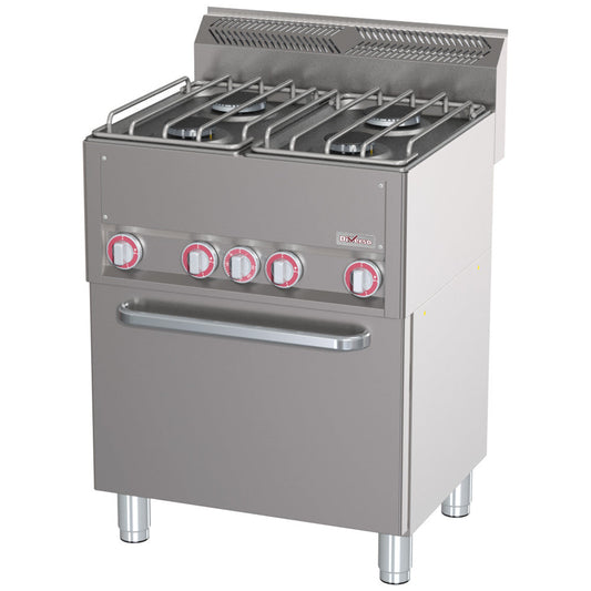 Fourneau 4 feux sur four à convection GN1/1 - WR-G4CF-20 - FOURNEAU GAZ