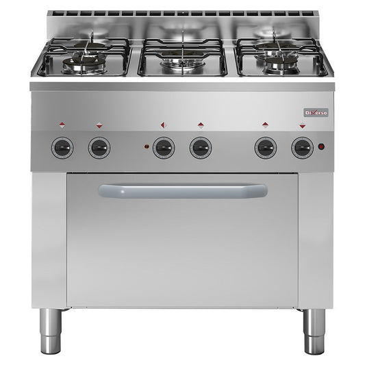 Fourneau 5 feux gaz four à convection électrique - 4x GN 1/1 - WR-C5FV-65 - FEUX SUR FOUR