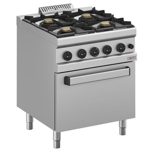 Fourneau gaz 4 feux vifs sur four gaz GN 2/1 - WR-G4BF-F1 - FEUX SUR FOUR