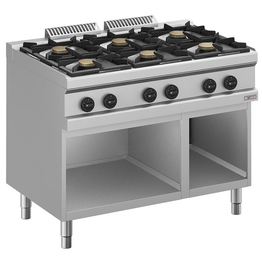 Fourneau gaz 6 feux vifs sur armoire ouverte - WR-G6BA-A2 - FEUX SUR FOUR