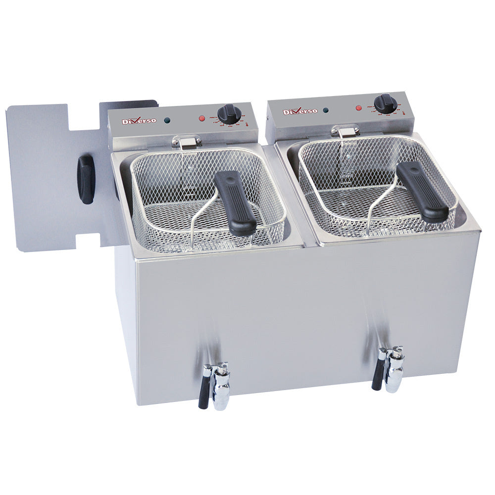 Friteuse de table électrique 2x 8 litres + robinet de vidange - WR-FED8-RV - FRITEUSE ELECTRIQUE