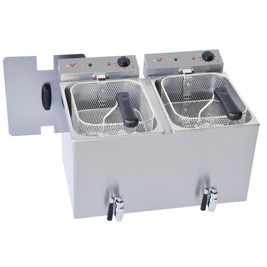 Friteuse de table électrique 2x 8 litres + robinet de vidange - WR-FED8-RV - FRITEUSE ELECTRIQUE