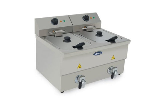 Friteuse électrique - 2 x 8L - Inox - ATEF-08L-2 - FRITEUSE ELECTRIQUE