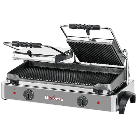 Grill panini électrique double, plaques rainurées - WR-GR82-62 - EQUIPEMENT RESTAURATION 