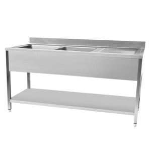 Plonge en inox 1400 x 600 x 950 mm | CUIST STSK146R - EQUIPEMENT RESTAURATION 