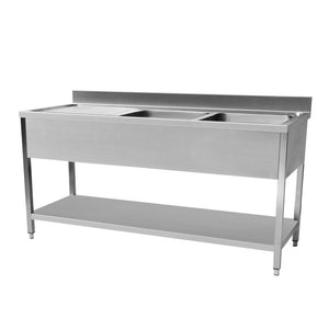 Plonge en inox 1800 x 600 x 950 mm | CUIST STSK186L - EQUIPEMENT RESTAURATION 