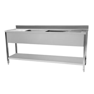 Plonge en inox 2000 x 600 x 950 mm | CUIST STSK206 - EQUIPEMENT RESTAURATION 