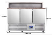 Meuble à pizza réfrigérée – 3 portes pleines GN1/1 – 8 x GN1/6 | CUIST PS903 - EQUIPEMENT RESTAURATION 