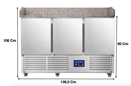 Meuble à pizza réfrigérée – 3 portes pleines GN1/1 | PZ903 - EQUIPEMENT RESTAURATION 