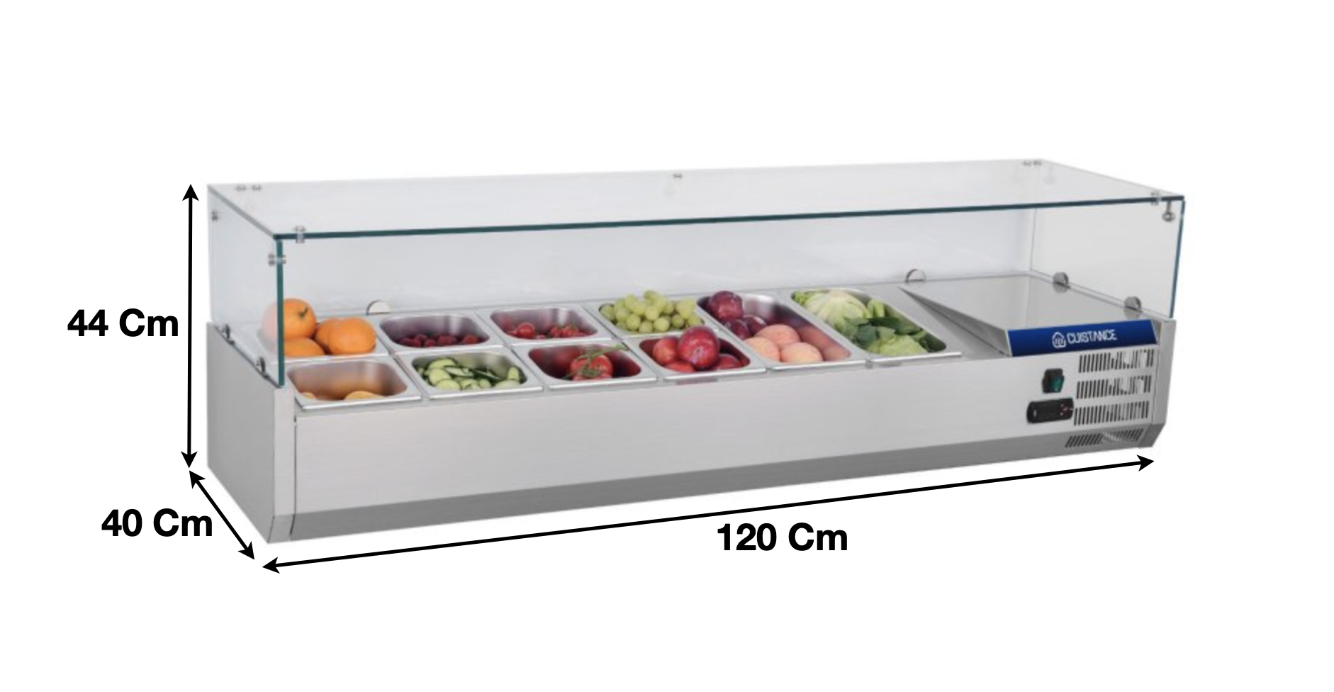 Vitrinette réfrigérée 120cm – 3 x GN1/3 + 1 x GN1/2 | CUIST VRX1200380 - EQUIPEMENT RESTAURATION 