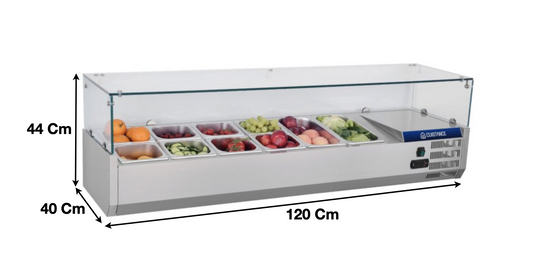 Vitrinette réfrigérée 120cm – 3 x GN1/3 + 1 x GN1/2 | CUIST VRX1200380