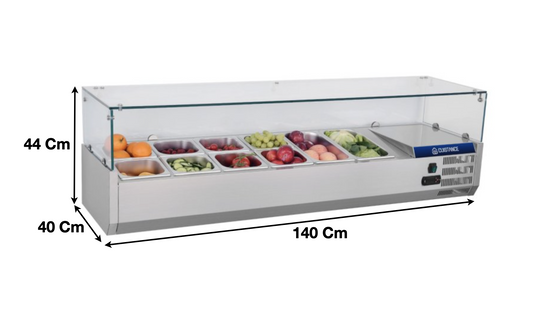 Vitrinette réfrigérée 140cm – 4 x GN1/3 + 1 x GN1/2 | CUIST VRX1400380