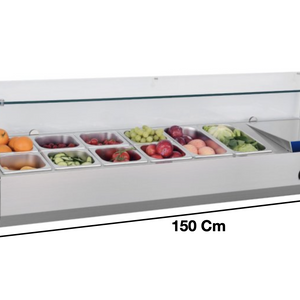 Vitrinette réfrigérée 150cm – 5 x GN1/3 + 1 x GN1/2 | CUIST VRX1500380 - EQUIPEMENT RESTAURATION 