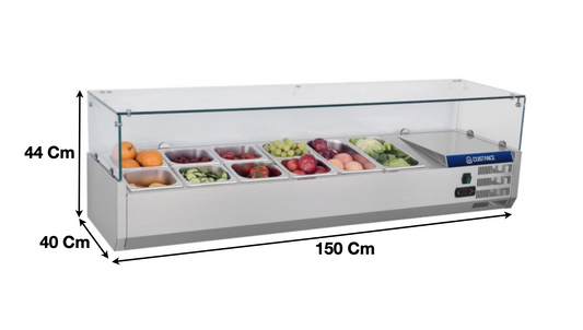 Vitrinette réfrigérée 150cm – 5 x GN1/3 + 1 x GN1/2 | CUIST VRX1500380