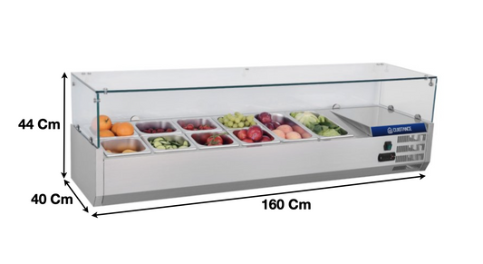 Vitrinette réfrigérée 160cm – 7 x GN1/3 | CUIST VRX1600380