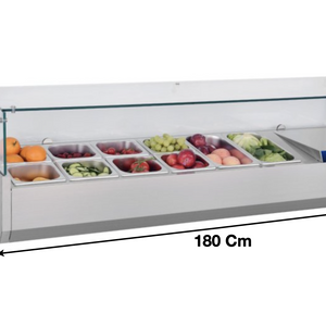 Vitrinette réfrigérée 180cm – 8 x GN1/3 | CUIST VRX1800380 - EQUIPEMENT RESTAURATION 