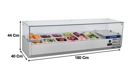 Vitrinette réfrigérée 180cm – 8 x GN1/3 | CUIST VRX1800380