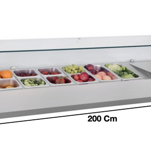 Vitrinette réfrigérée 200cm – 9 x GN1/3 | CUIST VRX2000380