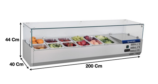 Vitrinette réfrigérée 200cm – 9 x GN1/3 | CUIST VRX2000380