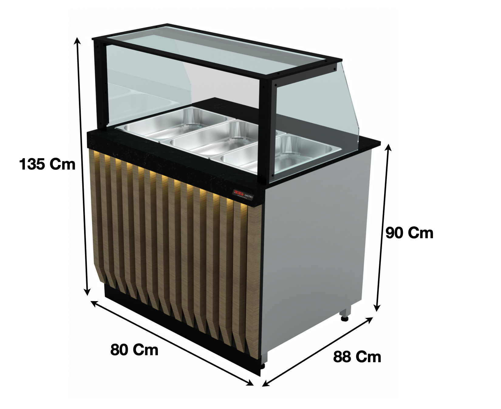 Bain-Marie 80Cm / 2 x GN1/1 – Série LUXUS SGS-BEH-80 | Marque: SGS