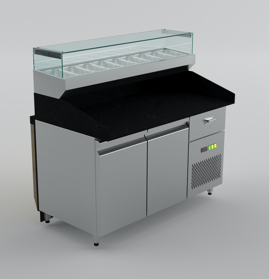 Meuble à pizza 158Cm / 6 x GN1/3 / 300 Litres - Marque: SGS GASTRO | SGS-PS-158
