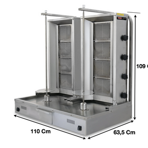 Machine à kebab 4+4 Zones Gaz – Marque: SGS GASTRO | SGS-DS-131 - EQUIPEMENT RESTAURATION 