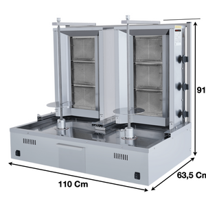 Machine à kebab 3+3 Zones Gaz – Marque: SGS | SGS-DS-130 - EQUIPEMENT RESTAURATION 