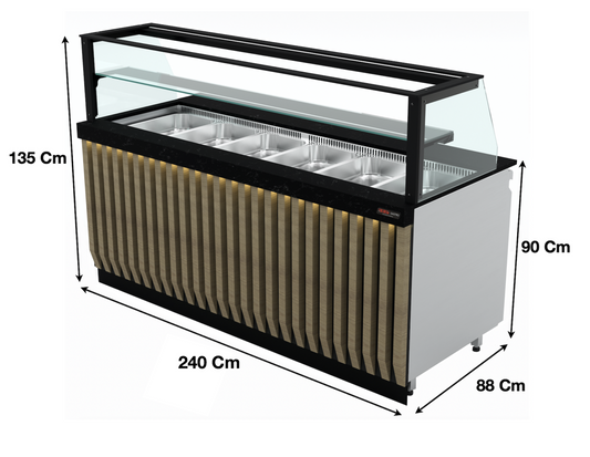 Saladette 240Cm / 7 x GN1/1 / 540 Litres – Marque: SGS GASTRO | SGS-BSS-240 - EQUIPEMENT RESTAURATION 