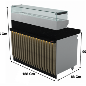 Meuble à pizza 158Cm / 6 x GN1/3 / 300 Litres - Marque: SGS GASTRO | SGS-PS-158 - EQUIPEMENT RESTAURATION 