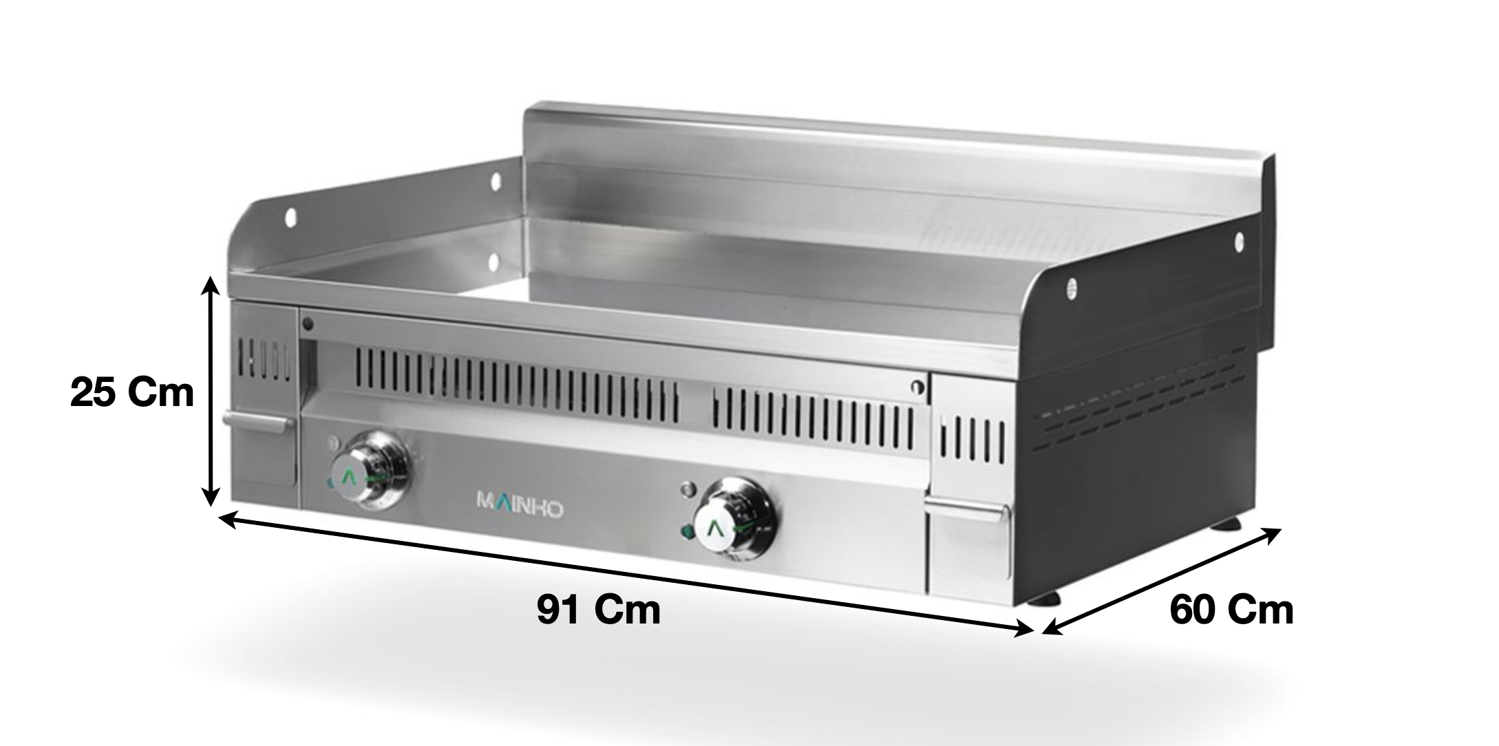 Plaque 2 zones chromée électrique – Marque: MAINHO | M04-PC90ET - EQUIPEMENT RESTAURATION 