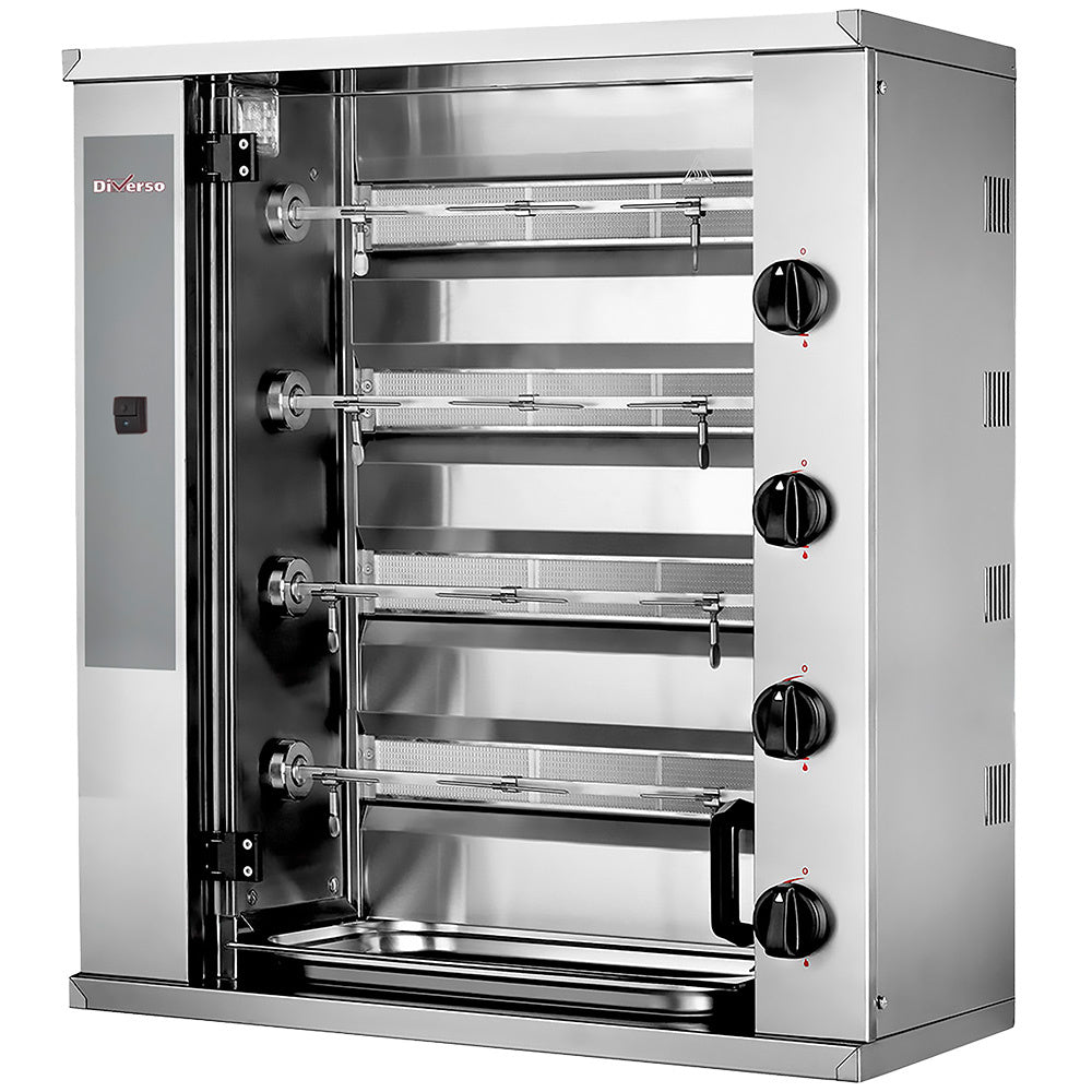Rôtissoire à poulets gaz - 4 broches, 12 poulets - Small - WR-RVGS-G4 - EQUIPEMENT RESTAURATION 