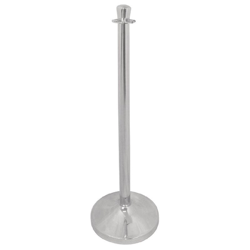 Poteau d accueil en acier inoxydable Bolero chromé à tête plate - EQUIPEMENT RESTAURATION 