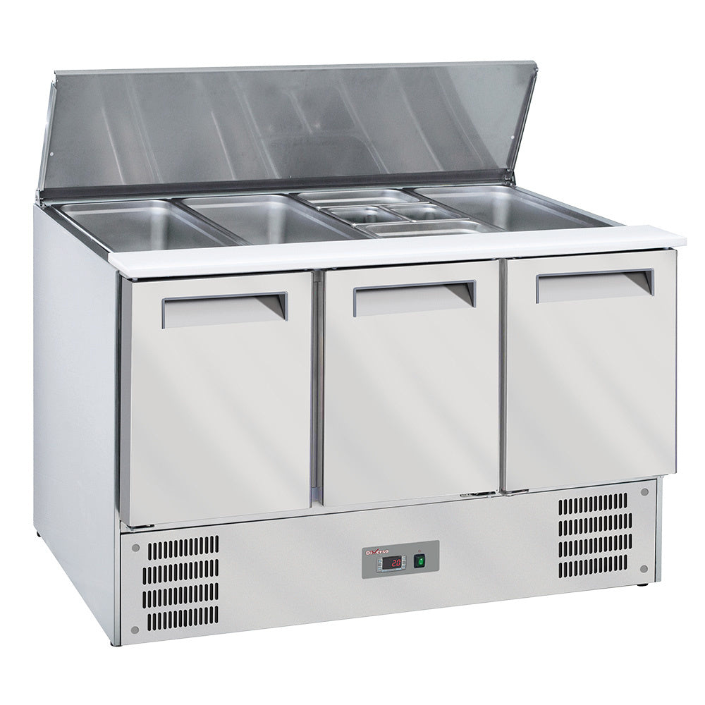 Saladette avec couvercle 4x GN 1/1-150mm - 3 portes GN 1/1 - WR-SAL6-S3 - EQUIPEMENT RESTAURATION 