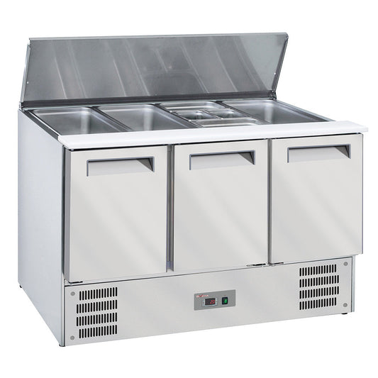 Saladette avec couvercle 4x GN 1/1-150mm - 3 portes GN 1/1 - WR-SAL6-S3 - EQUIPEMENT RESTAURATION 