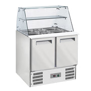 Saladette avec vitre bombée 2x GN 1/1 + 3x GN 1/6-150mm - 2 portes GN 1/1 - WR-SAL6-L2 - EQUIPEMENT RESTAURATION 