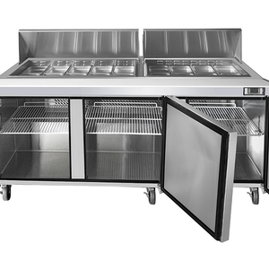 Saladette réfrigérée - 3 portes - 18 bacs - Inox - MSF8304GR - EQUIPEMENT RESTAURATION 