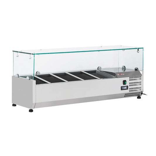 Structure frigorifique avec vitre - 5x GN 1/4 hx150 mm - WR-SX12-V1 - STRUCTURE FRIGORIFIQUE POUR BACS GN AVEC VITRE