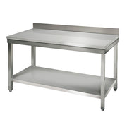 Table de travail avec tablette inférieure et dosseret - 1600x700x850 - TVA716 - EQUIPEMENT RESTAURATION 