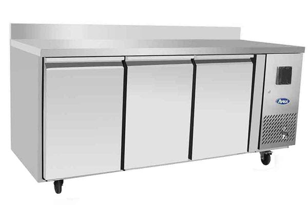 Table réfrigérée négative avec dosseret - 3 portes - Inox - EPF3471GR-SB - TABLE RÉFRIGÉRÉE NÉGATIVE INOX AVEC DOSSERET
