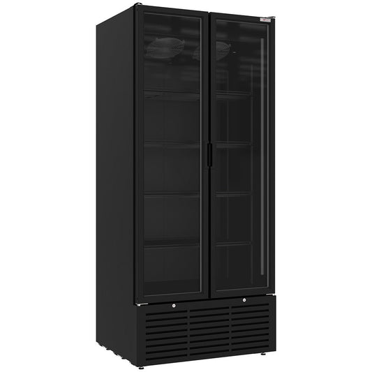 Vitrine ventilée positive - 2 portes battantes - 5 niveaux - 804 L - Noire - WR-80SB-SB - EQUIPEMENT RESTAURATION 